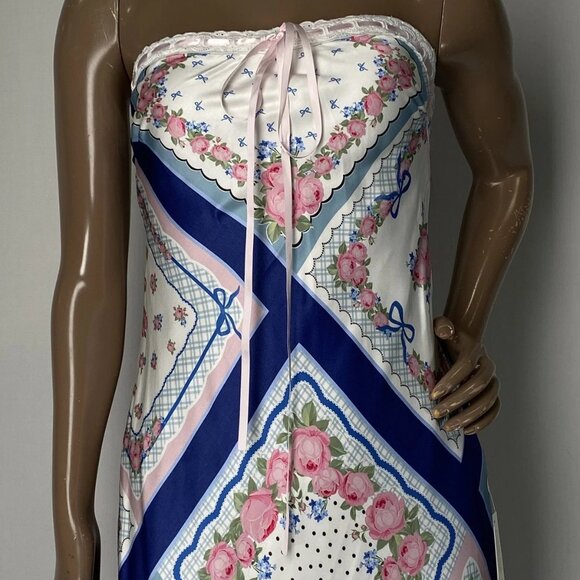 For Love & Lemons Women’s Mae Floral Strapless Slip Midi Dress – Ivory/Multi XS - Picture 12 of 13